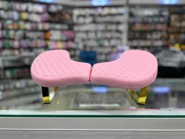 Reposabrazos para Manicuristas Rosa y Dorado | Acolchonado Antideslizante