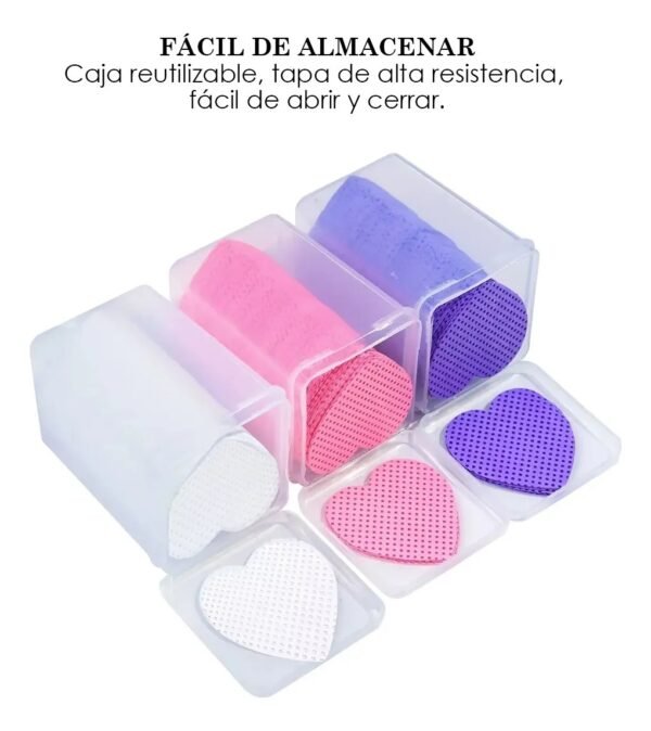 R00002 - Toallas Mini para uñas Corazón Blancas + Organizador Toallas Mini para Uñas en Forma de Corazón con Organizador