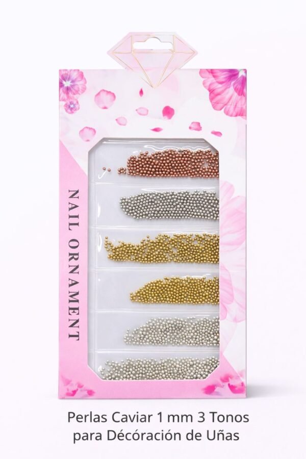 Perlas Caviar 1 mm 3 Tonos para Decoración de Uñas