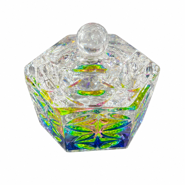 Mortero de Cristal Multi Color Hexagonal con Tapa para Nail Art