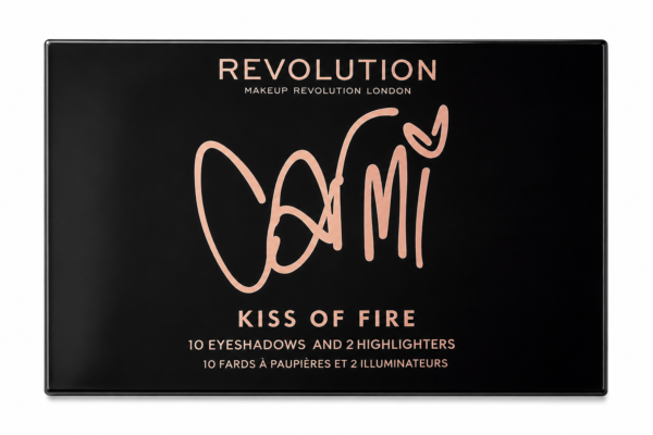Paleta de Sombras Revolution x Cami Kiss of Fire 10 Sombras + 2 Iluminadores