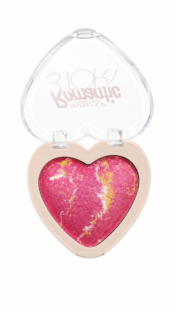 Rubor Iluminador Corazón Rosa Marmoleado con Brillo