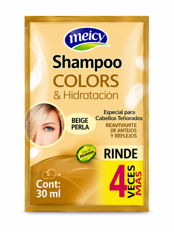 Shampoo Meicy Colors & Hidratación Beige Perla en Sachet 30 ml