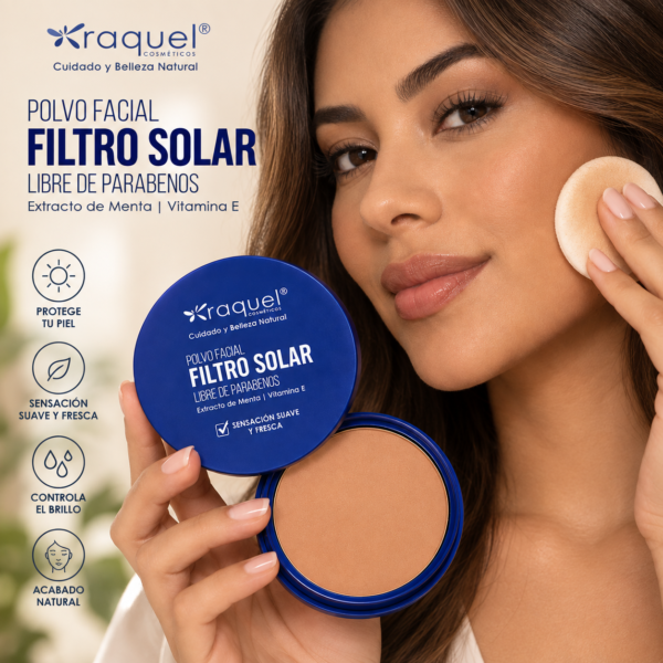 Polvo Facial Filtro Solar Raquel con Menta y Vitamina E 17 g